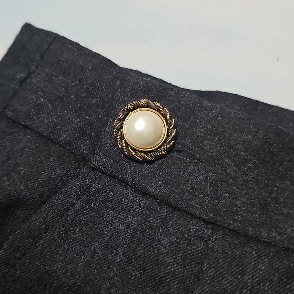 Vintage Private Agenda Dark Gray Pencil Skirt with Gold Button Details Size 4 - Picture 2 of 5